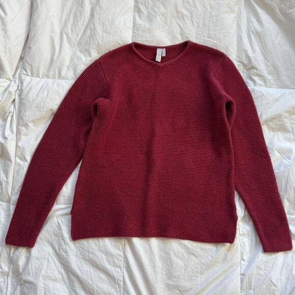 Sahalie red Marled chunky knit sweat sz L v-neck fairy grunge boho autumn - Picture 2 of 8